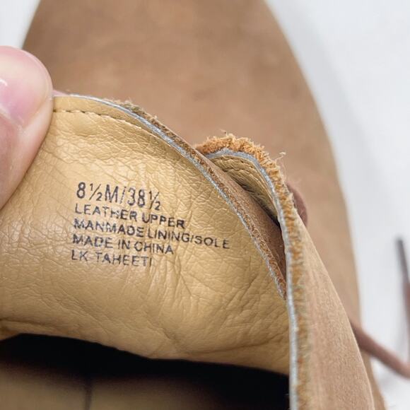 Lucky Brand Womens 8.5 Tan Suede Taheeti Lace Up Wedge Booties Leather Heel - Picture 12 of 13